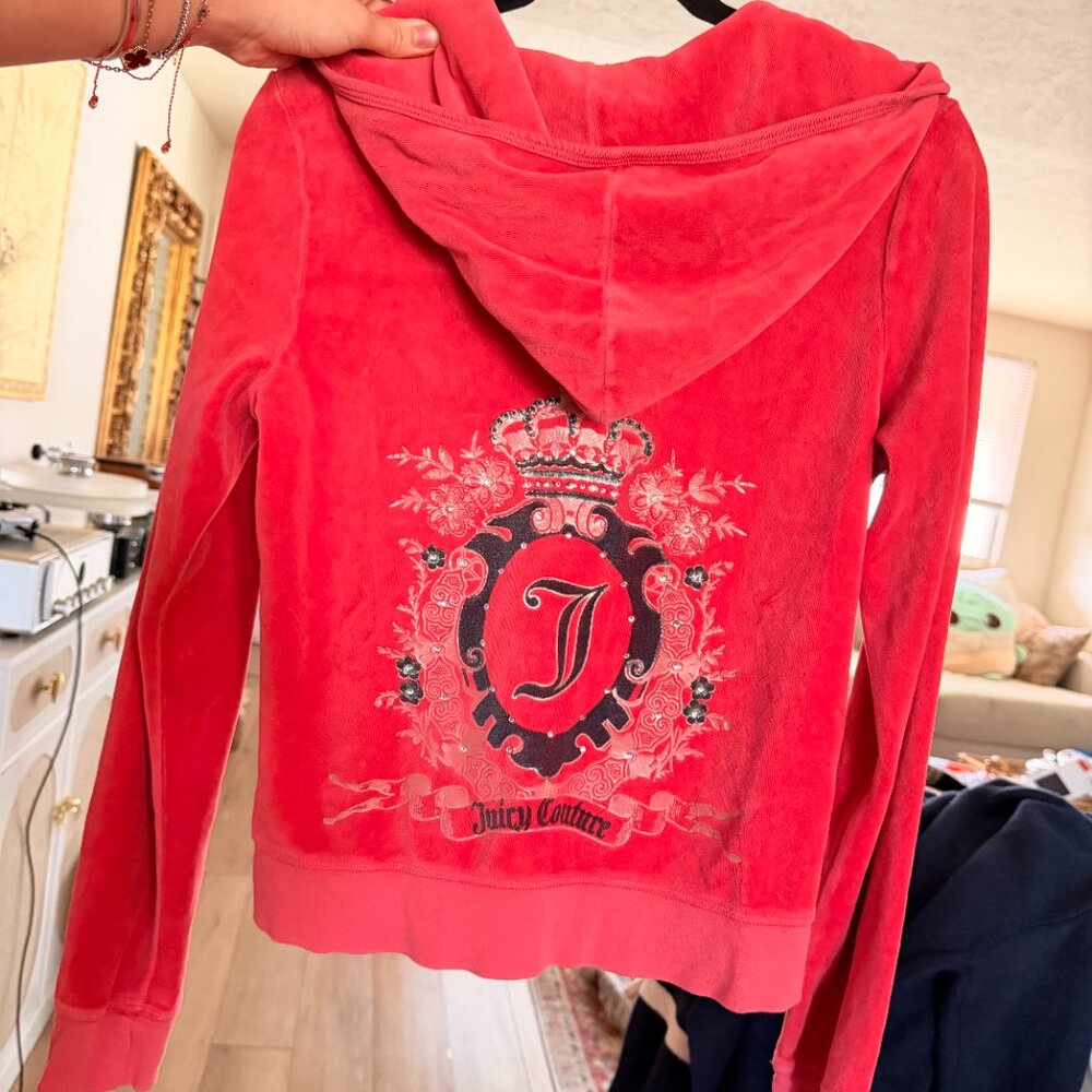 Vintage Juicy Couture Pink Velour Zip Hoodie Y2K Tracksuit